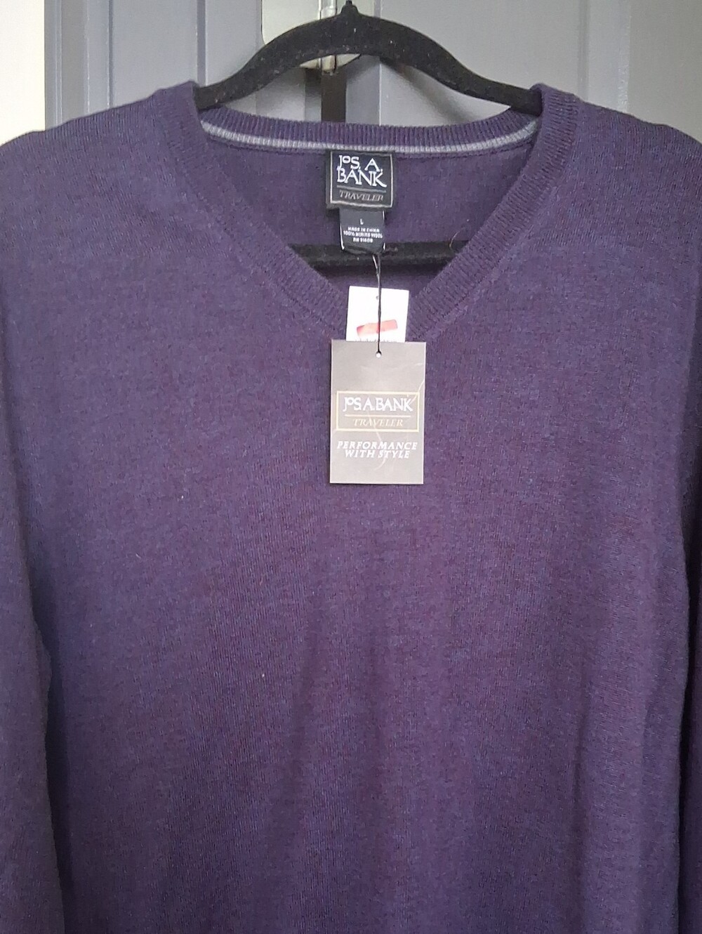 Jos. A. Bank Men's V-Neck Sweater in Deep Plum